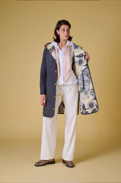 Пальто на тонком синтепоне с принтованным подкладом DAMO