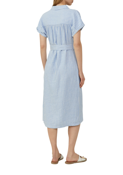 Полосатое платье-миди из льняной ткани S.Oliver