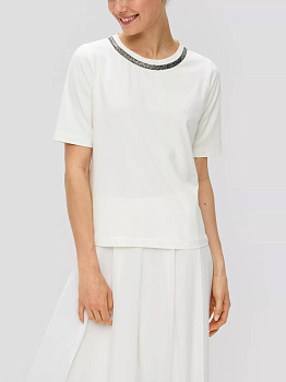 Футболка с декоративной лентой на вырезе S.Oliver