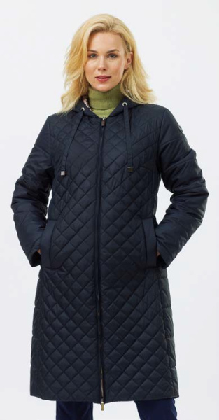 Приталенное  облегченное пальто иссиня-черного цвета Barina Maritta