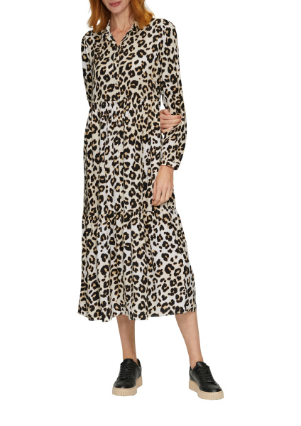 Длинное платье из вискозы с леопардовым узором и воланами S.Oliver