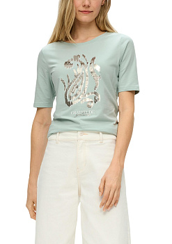 Хлопковая стрейчевая футболка с принтом S.Oliver