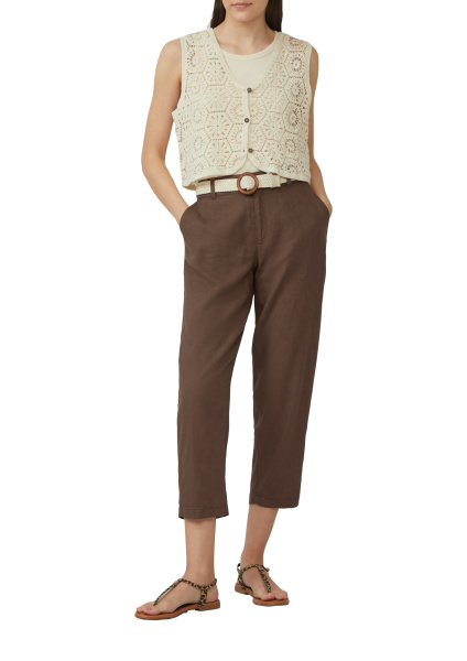 Брюки из смеси льна и вискозы с плетеным поясом S.Oliver 