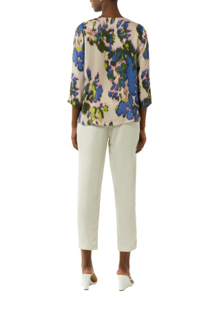 Блуза с оптикой атласа в цветочный орнамент Comma
