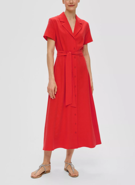 Красное платье на пуговицах с поясом S.Oliver
