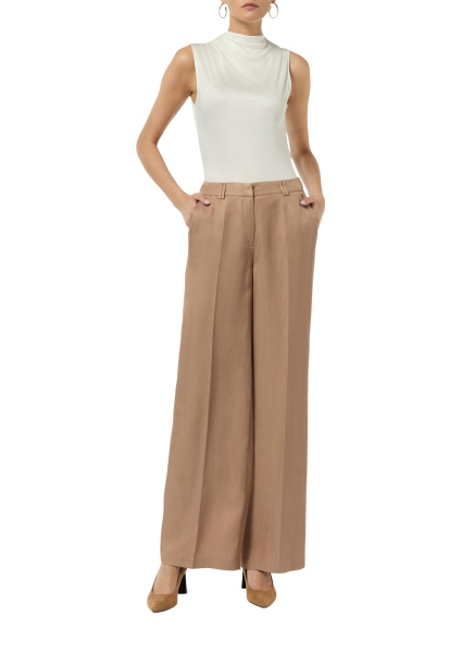 Широкие летние брюки из смеси вискозы и льна Comma