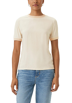 Футболка из вискозы с коротким рукавом бежевая CommaCi