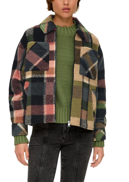 Жакет в клетку из шерсти на молнии S.Oliver