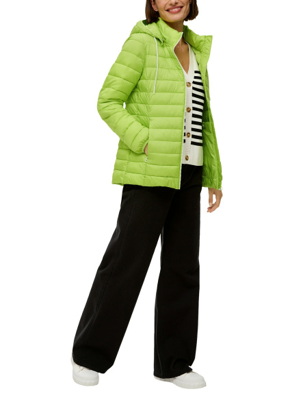 Легкая стеганая куртка со съемным капюшоном цвета лайм S.Oliver